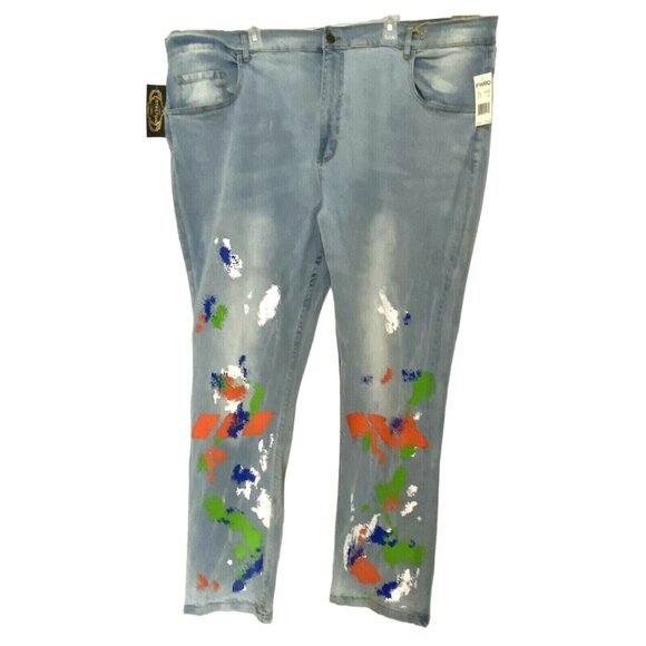FWRD Paint Splatter Slim Fit Jeans 50x33 Streetwear Hip Hop Urban Grunge - Picture 4 of 7